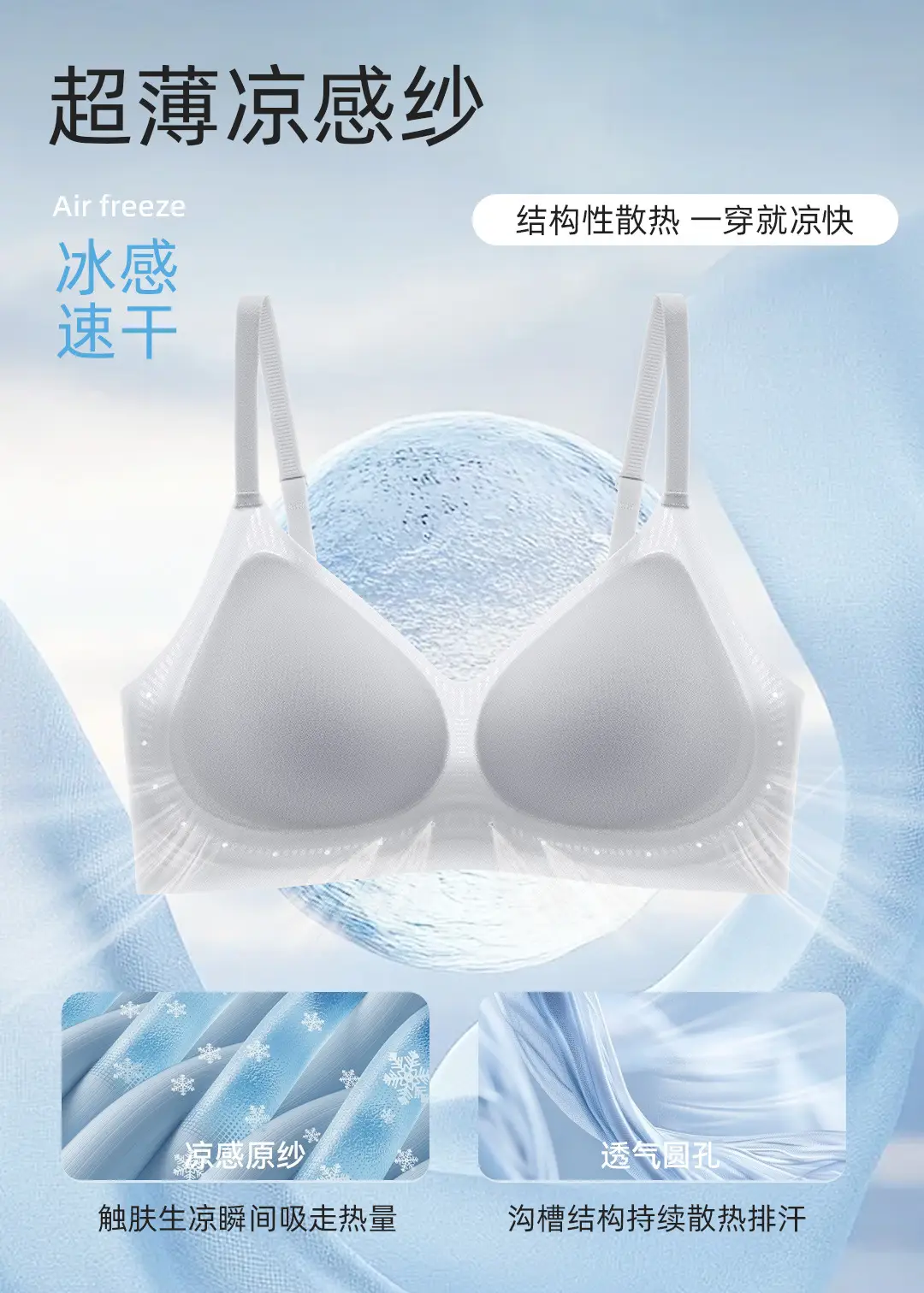 Lightweight Liquid Foundation Breathable Bra, Breathable and Comfortable, No Underwire, Gathers Side Breasts, Prevents Sagging, Seamless Underwear for Women — feature 3