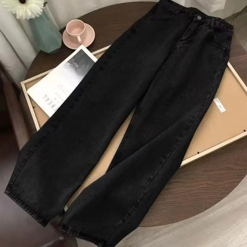 Straight High-Waisted Jeans for Women, 2026 Spring/Summer New Korean Style Loose Retro Wide-Leg Hyuna-Style Floor-Length Pants