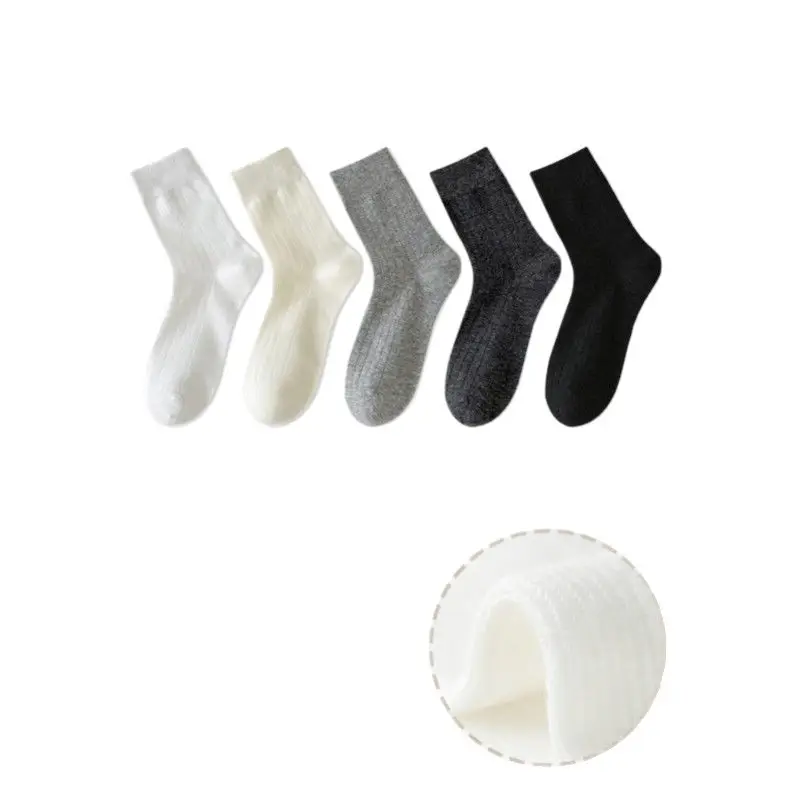 Zhuji Socks Wholesale 7A Pure Cotton Socks Women's All-Season Mid-Calf Socks White Student Solid Color Stacked Long Socks