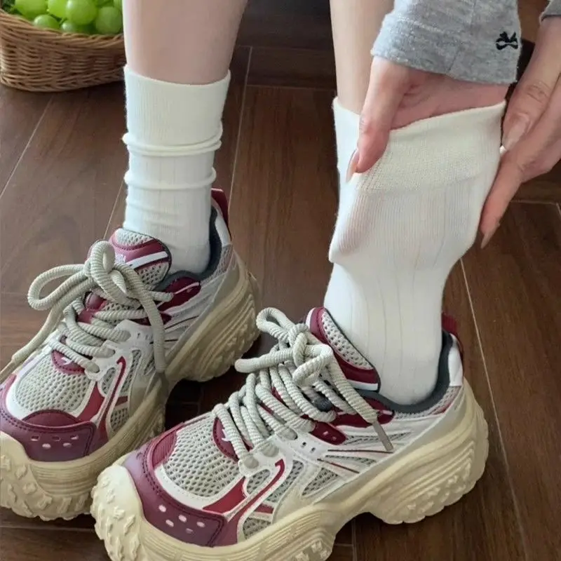 Zhuji Socks Wholesale 7A Pure Cotton Socks Women's All-Season Mid-Calf Socks White Student Solid Color Stacked Long Socks — feature 9
