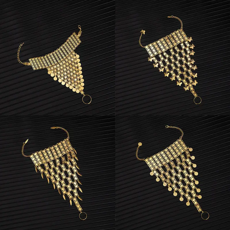 Cross-Border Hot-Selling Ethnic Style Hollow-Out Multi-Layer Bell Tassel Bracelet, Vintage Exotic Style Travel Photography Wrist Chain