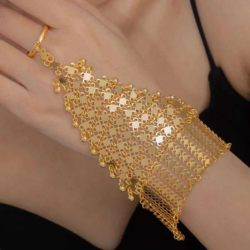 Cross-Border Hot-Selling Ethnic Style Hollow-Out Multi-Layer Bell Tassel Bracelet, Vintage Exotic Style Travel Photography Wrist Chain