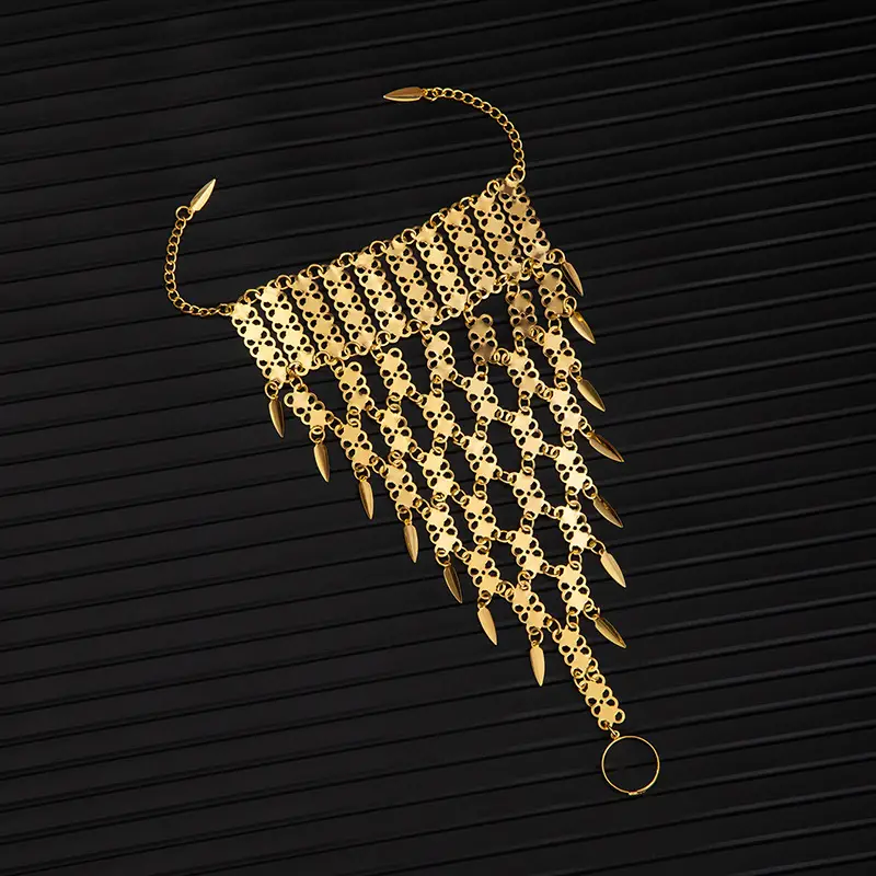 Cross-Border Hot-Selling Ethnic Style Hollow-Out Multi-Layer Bell Tassel Bracelet, Vintage Exotic Style Travel Photography Wrist Chain