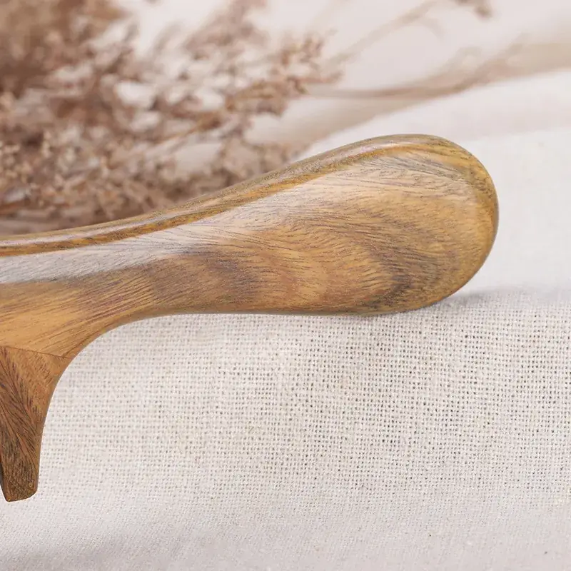 Wooden Hair Comb with Round Handle Green Sandalwood - Image 3