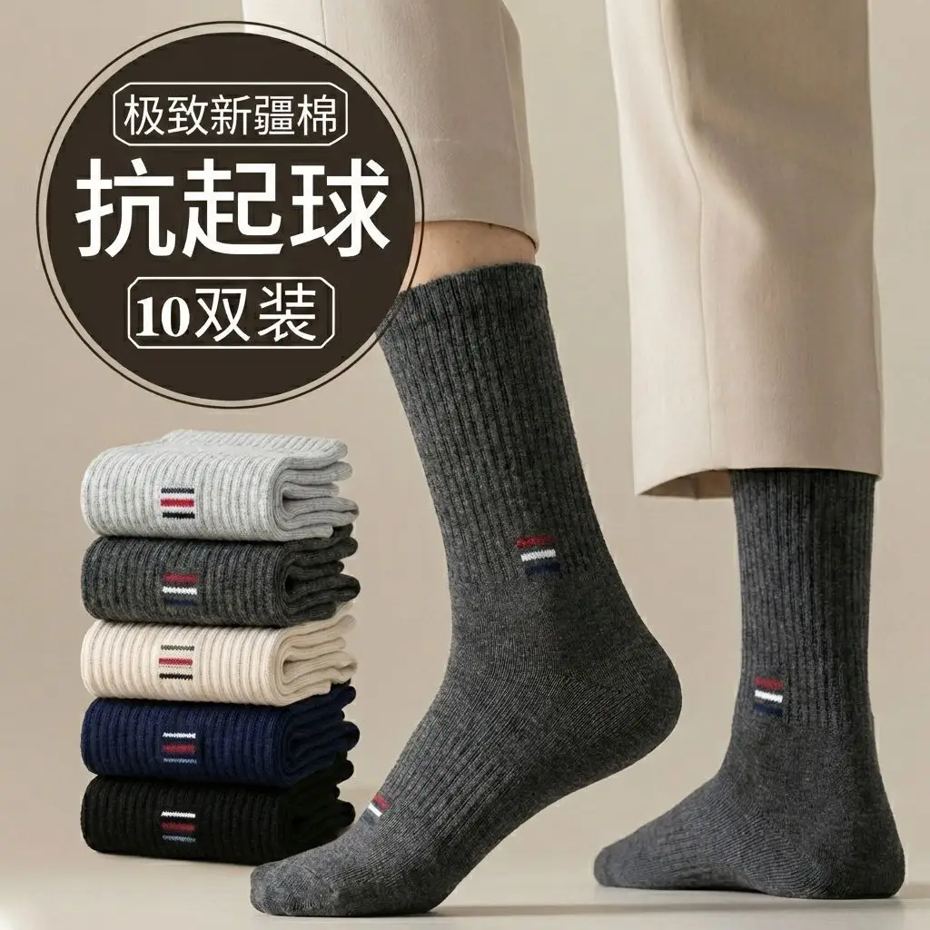 100% Pure Cotton Socks for Men, Winter Thickened, Moisture-Wicking, Odor-Resistant, Breathable Mid-Tube Cotton Socks, Casual Sports Socks from Zhuji Socks Industry — feature 10