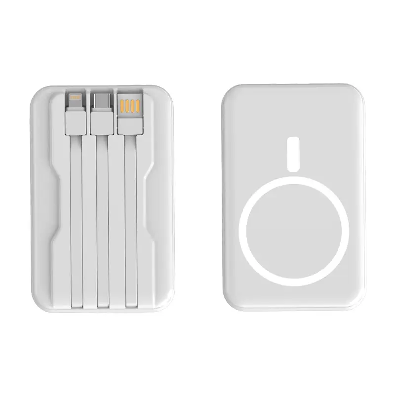 3C Certified Magnetic Super Fast Charging Wireless Power Bank Portable with Built-In Cable Magsafe Mobile Power Supply Kc Cross-Border