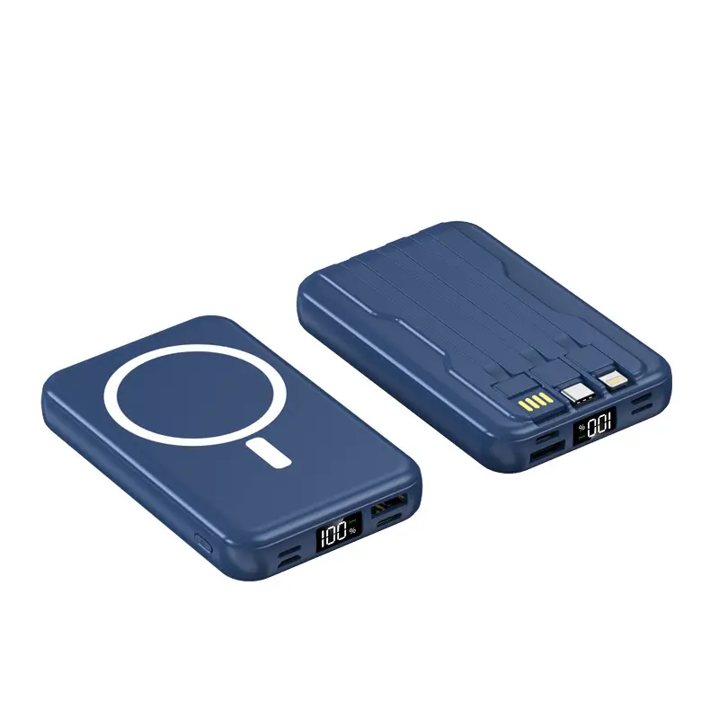 3C Certified Magnetic Super Fast Charging Wireless Power Bank Portable with Built-In Cable Magsafe Mobile Power Supply Kc Cross-Border
