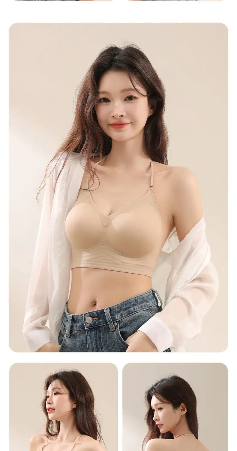 Manufacturer Wholesale Cross-Border Popular Halter Neck Backless Invisible Seamless Foundation-Like Bra for Women with Small Busts, Push-Up and Beautiful Back Bra — feature 18