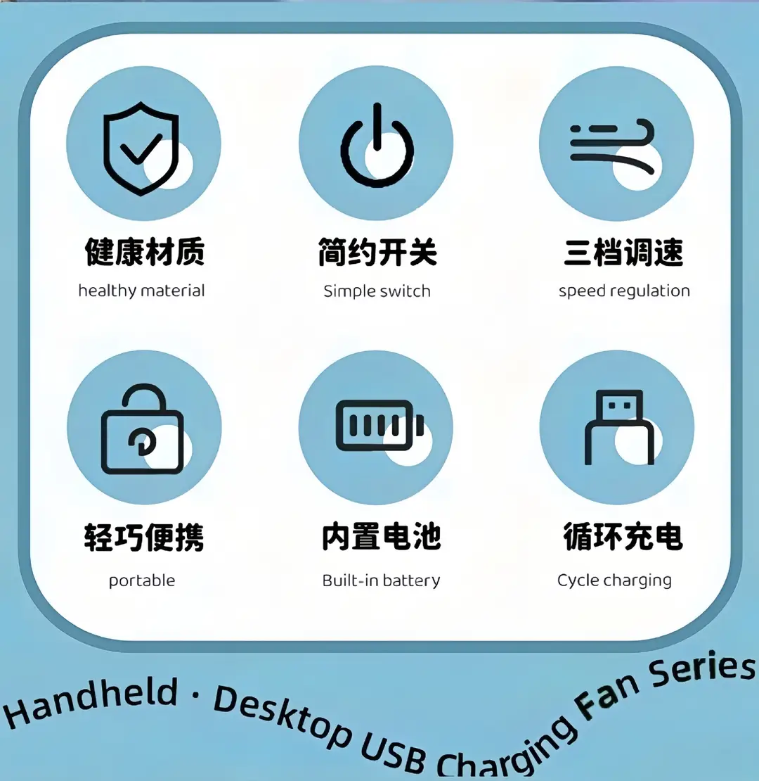 2026 New Model Foldable Portable Neck-Hanging Fan USB Charging with Light, Three-Speed Adjustable, Color-Blocking Neck Fan — feature 2