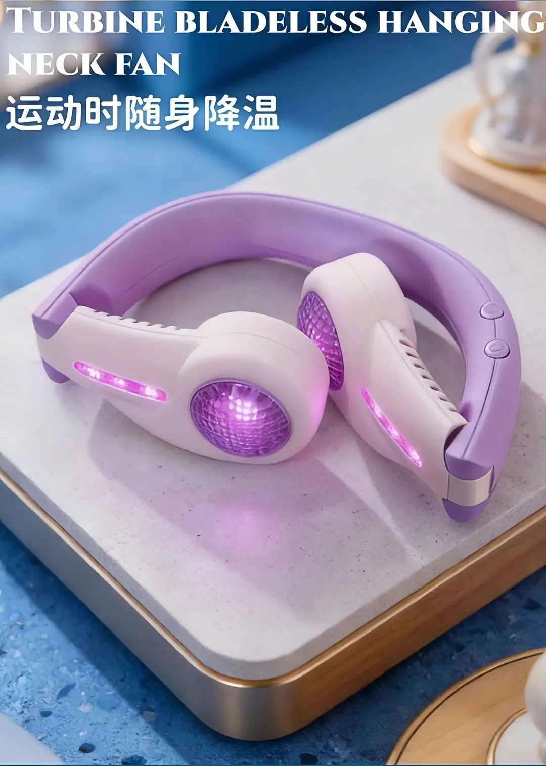 2026 New Model Foldable Portable Neck-Hanging Fan USB Charging with Light, Three-Speed Adjustable, Color-Blocking Neck Fan — feature 6