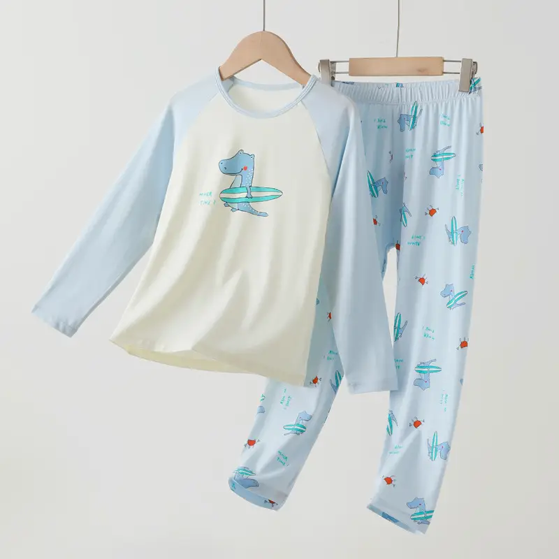 Lenzing Modal Children's Pajamas Class a Spring and Summer Girls' Autumn Clothing Cartoon Boys' Home Wear Set Thin Style
