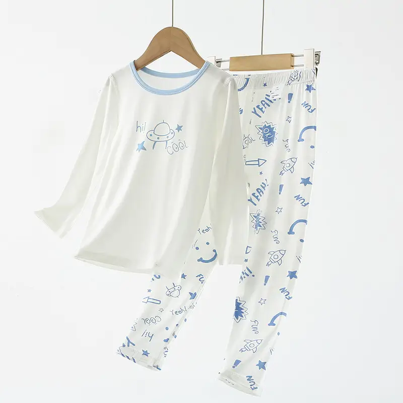 Lenzing Modal Children's Pajamas Class a Spring and Summer Girls' Autumn Clothing Cartoon Boys' Home Wear Set Thin Style