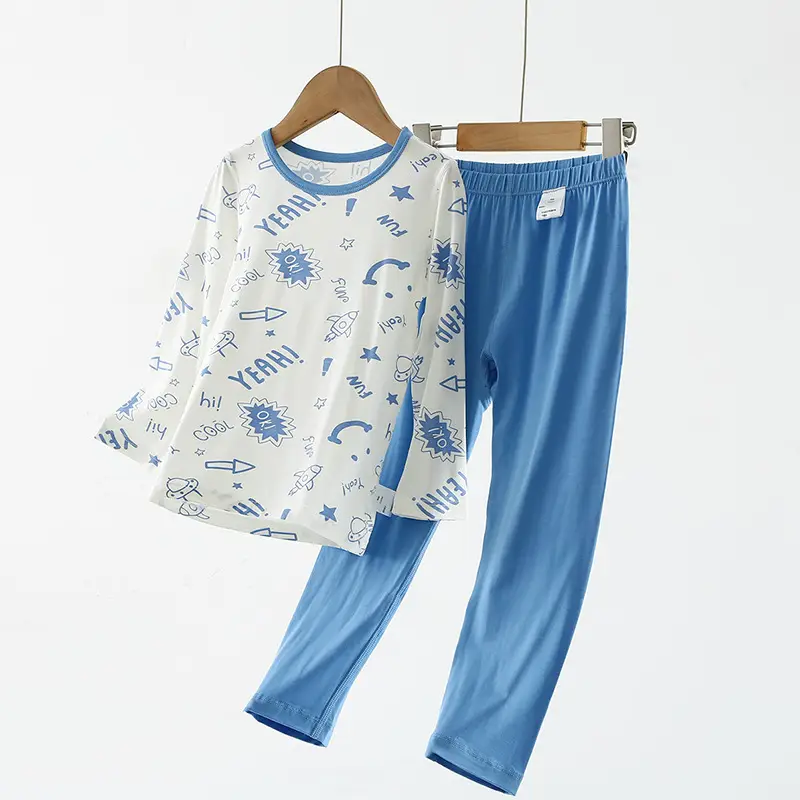 Lenzing Modal Children's Pajamas Class a Spring and Summer Girls' Autumn Clothing Cartoon Boys' Home Wear Set Thin Style