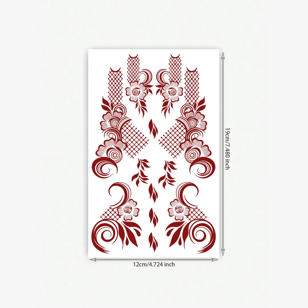 Henna Hand-Painted Tattoo Stickers for Men, Waterproof, Long-Lasting Floral Designs for Women, Waterproof Ins-Style Arm Tattoo Stickers with a High-End Feel