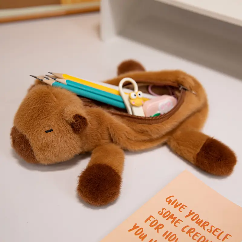 Cartoon Plush Animal Pencil Case, Cute Student Stationery Storage Bag, Large Capacity, Adorable Doll-Shaped Pencil Case