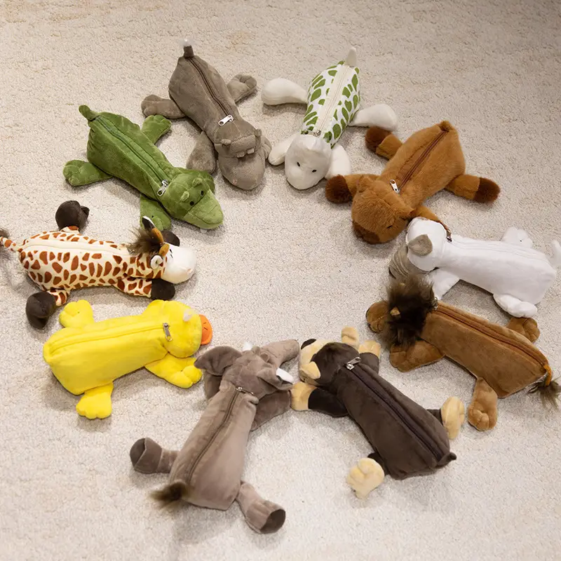 Cartoon Plush Animal Pencil Case, Cute Student Stationery Storage Bag, Large Capacity, Adorable Doll-Shaped Pencil Case