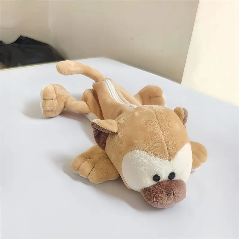 Cartoon Plush Animal Pencil Case, Cute Student Stationery Storage Bag, Large Capacity, Adorable Doll-Shaped Pencil Case