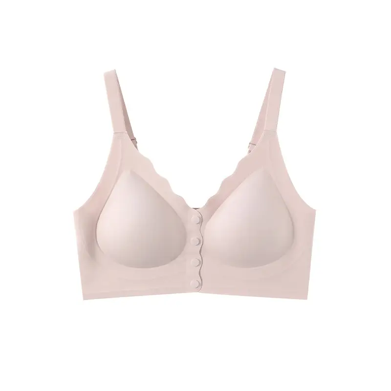 Wire-Free Detachable Plus-Size Bra Vest with Jelly Strip Soft Support, Side Breast Collection, Seamless Front Closure, Mom's Underwear for Women