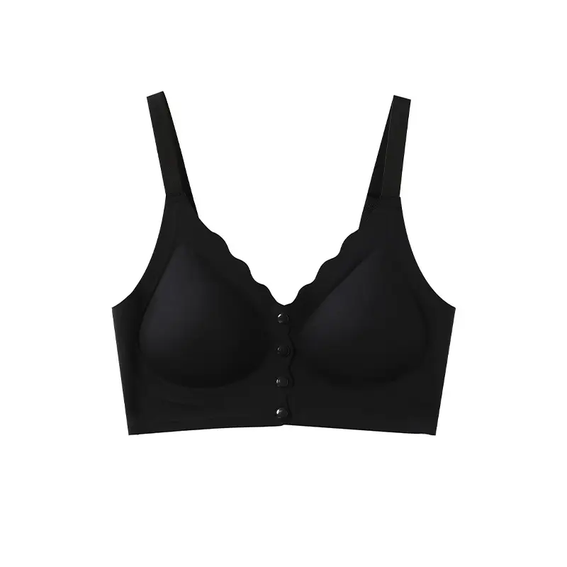 Wire-Free Detachable Plus-Size Bra Vest with Jelly Strip Soft Support, Side Breast Collection, Seamless Front Closure, Mom's Underwear for Women