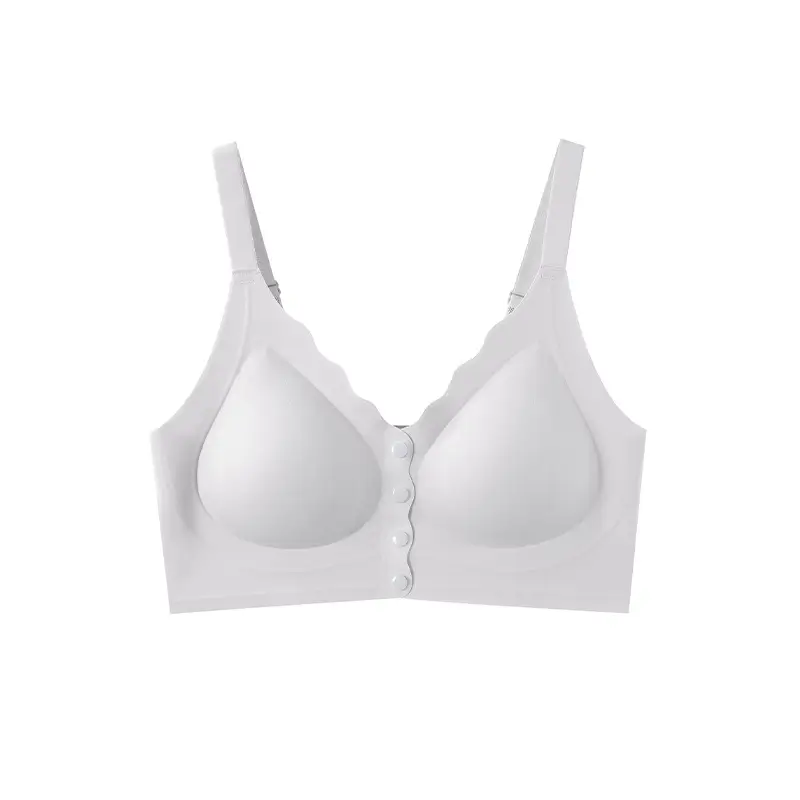 Wire-Free Detachable Plus-Size Bra Vest with Jelly Strip Soft Support, Side Breast Collection, Seamless Front Closure, Mom's Underwear for Women