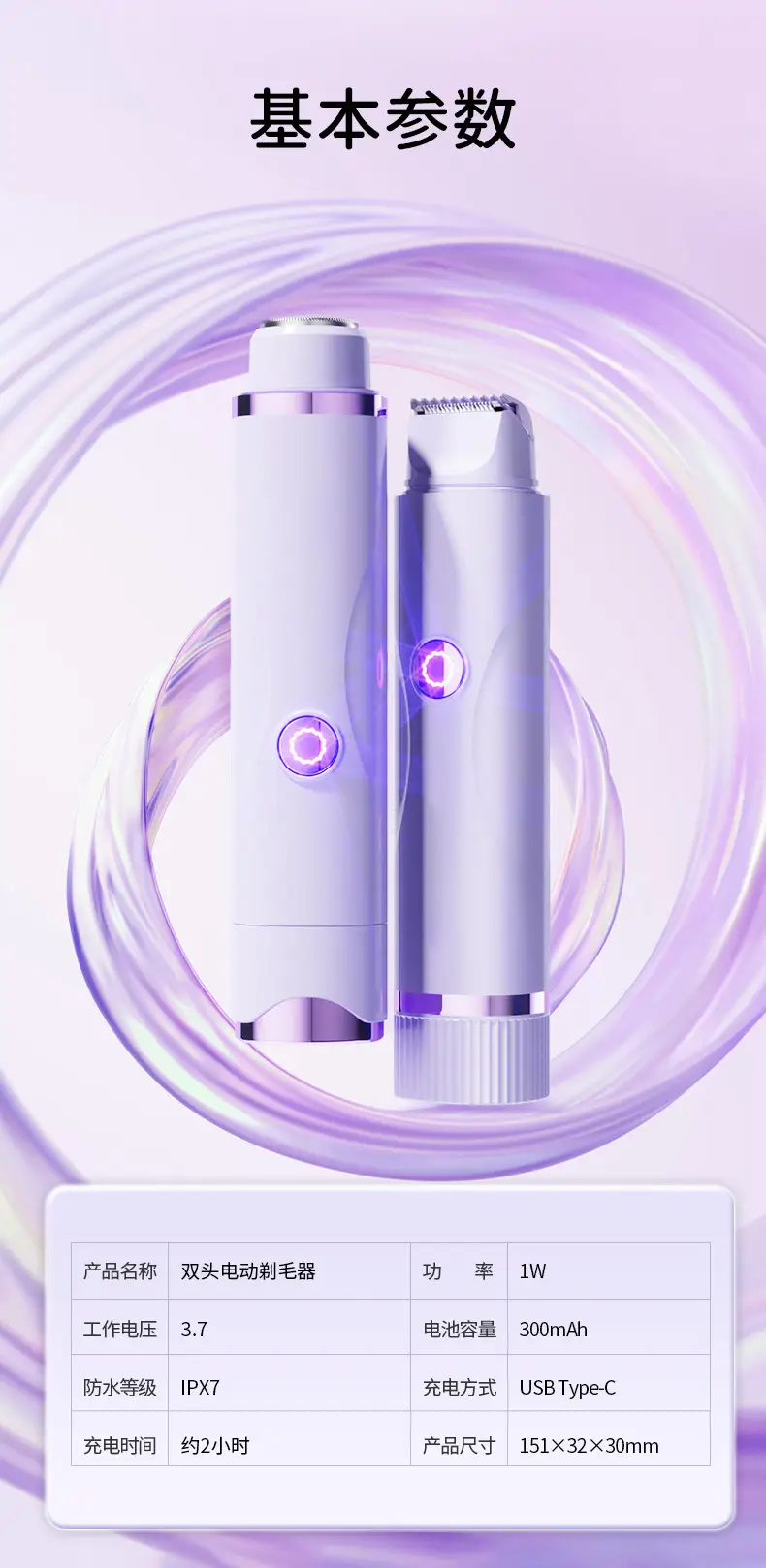 Cross-Border New Model Electric Hair Trimmer for Men and Women, Armpit and Full Body Hair Removal, Private Area Hair Trimming and Removal Device, Waterproof and Safe — feature 30