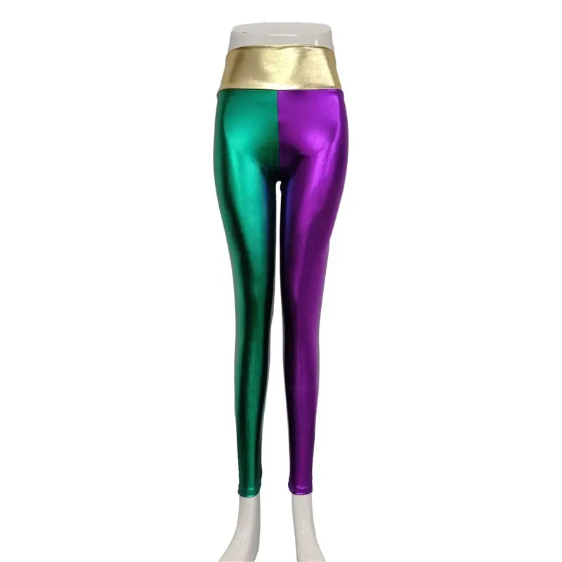 Women's Rainbow Gradient Faux Leather Laser Pants