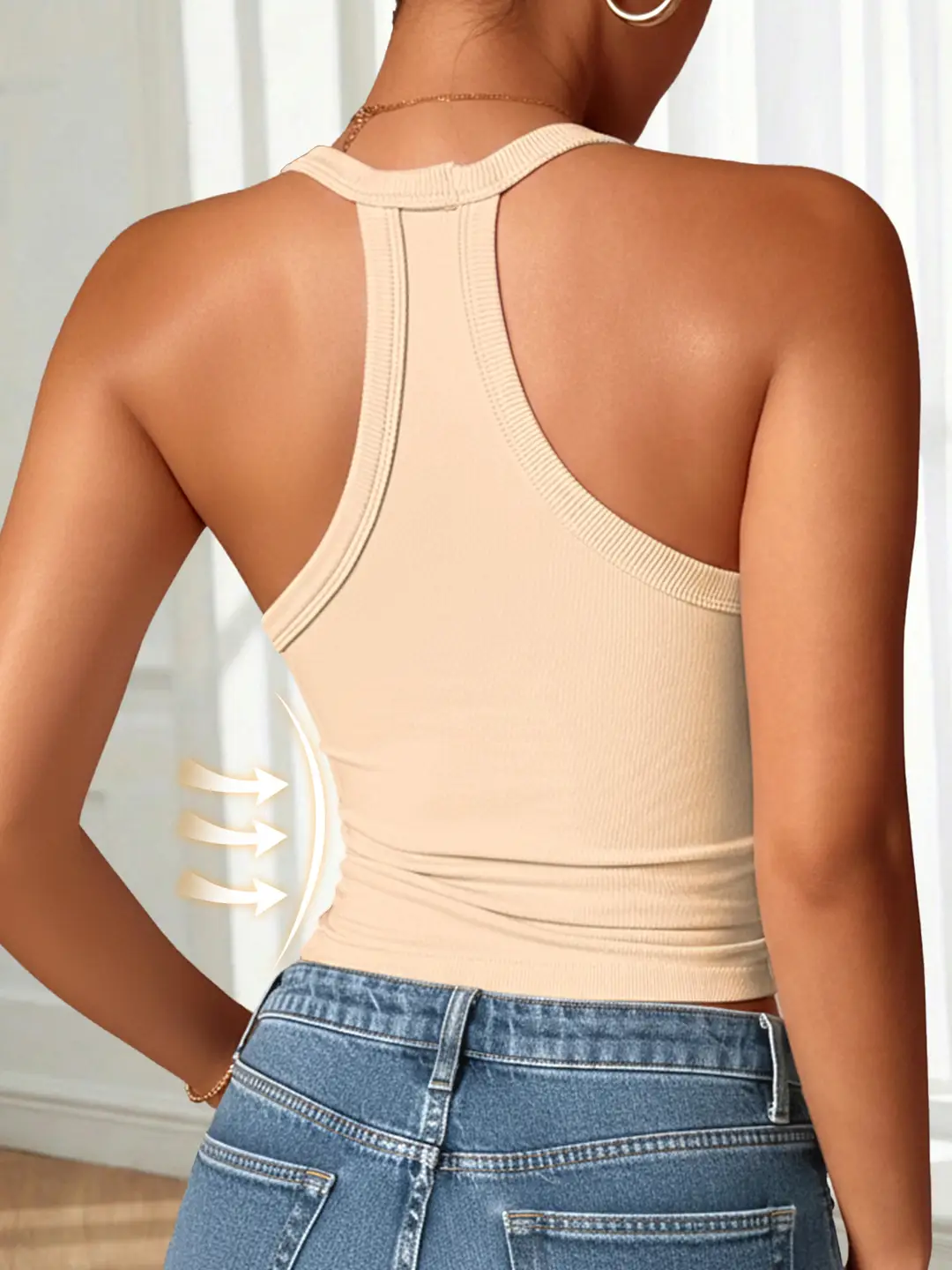 Cross-Border European and American Style V-Neck Slim-Fit Camisole for Women, Solid Color Sleeveless Inner Wear or Outerwear, Sexy Tight-Fitting Base Shirt — feature 3