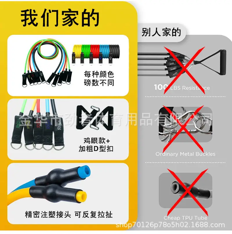 11-Piece Set of Resistance Bands for Muscle Training, Multi-Functional Fitness Elastic Bands for Shoulders, Back, Chest, and Arms, Wholesale