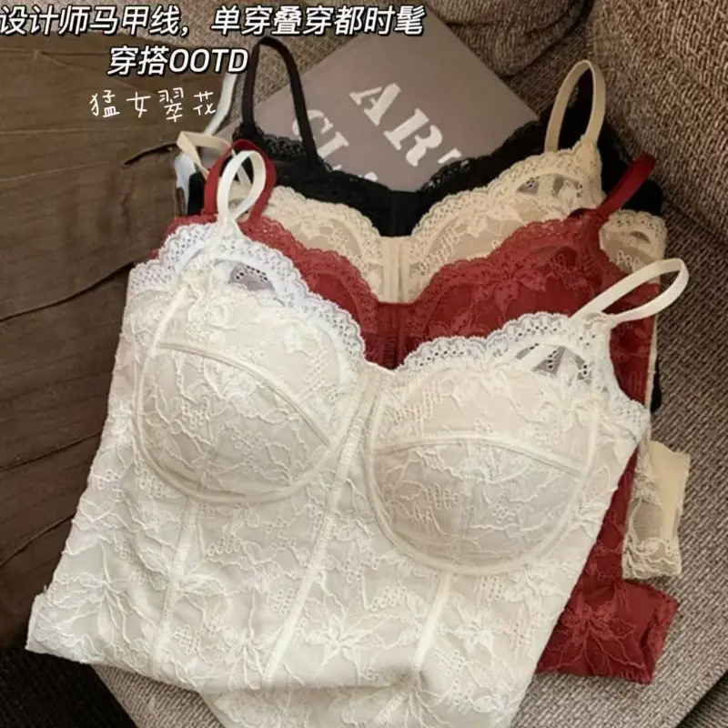 French-Style 6100 Regular Tank Top with Built-In Bra and Chest Pads, Integrated Beautiful Back Design, Slim-Fit Camisole Top