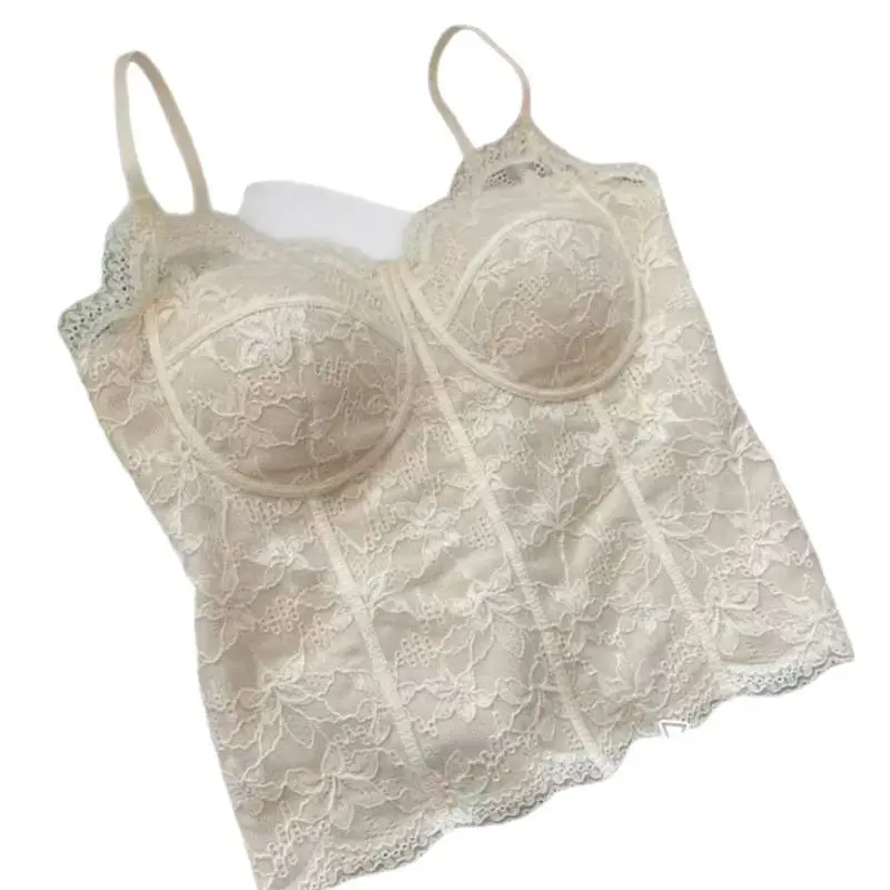 French-Style 6100 Regular Tank Top with Built-In Bra and Chest Pads, Integrated Beautiful Back Design, Slim-Fit Camisole Top