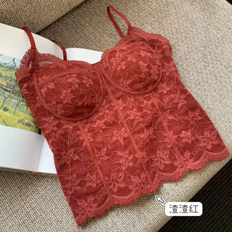 French-Style 6100 Regular Tank Top with Built-In Bra and Chest Pads, Integrated Beautiful Back Design, Slim-Fit Camisole Top — feature 17
