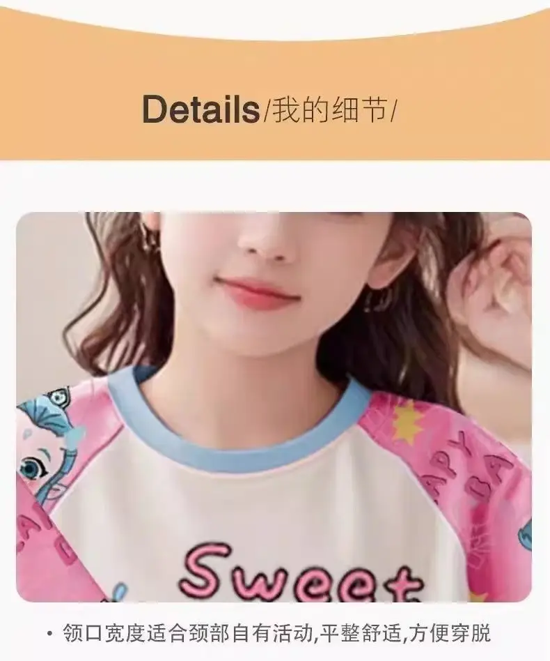 New Style Children's Pajamas Short-Sleeved Three-Piece Set Summer Fashion Cartoon Home Clothes Set for Middle-Aged and Older Girls and Elementary School Students — feature 21