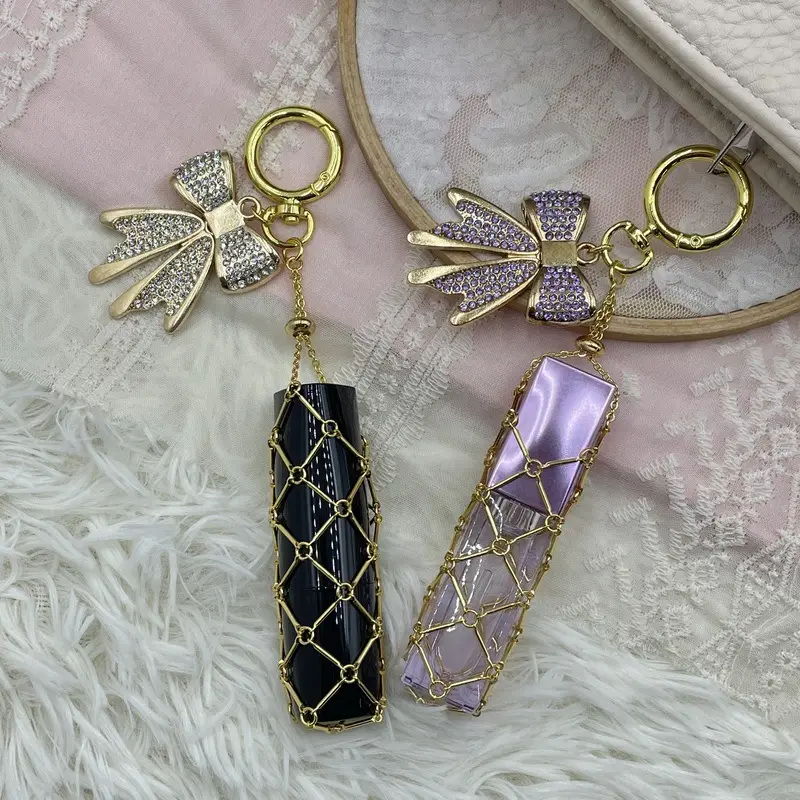 New Style Rhinestone Bow Multi-Color Metal Lipstick Net Bag Keychain Pendant Accessories Hanging Buckle - Image 15
