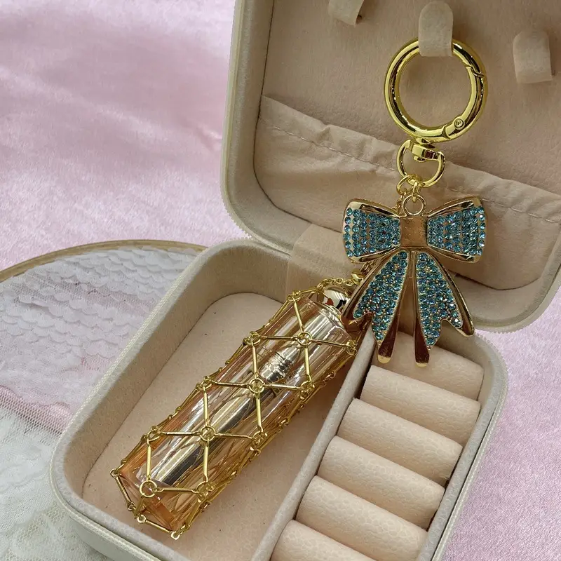 New Style Rhinestone Bow Multi-Color Metal Lipstick Net Bag Keychain Pendant Accessories Hanging Buckle - Image 10