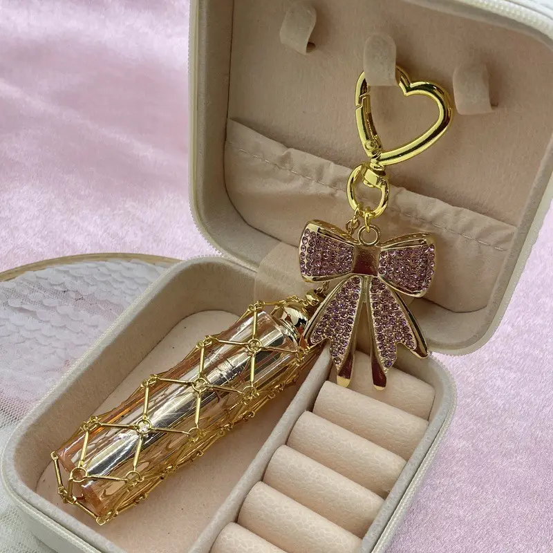 New Style Rhinestone Bow Multi-Color Metal Lipstick Net Bag Keychain Pendant Accessories Hanging Buckle - Image 2