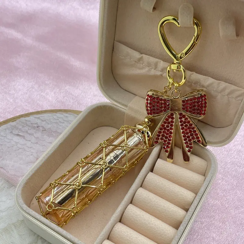 New Style Rhinestone Bow Multi-Color Metal Lipstick Net Bag Keychain Pendant Accessories Hanging Buckle - Image 3