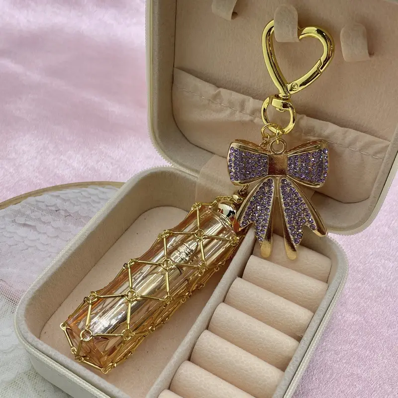 New Style Rhinestone Bow Multi-Color Metal Lipstick Net Bag Keychain Pendant Accessories Hanging Buckle - Image 4