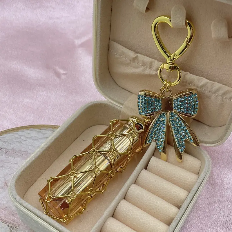 New Style Rhinestone Bow Multi-Color Metal Lipstick Net Bag Keychain Pendant Accessories Hanging Buckle - Image 5
