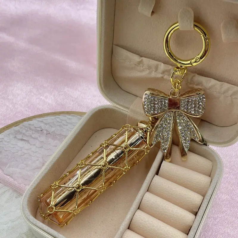 New Style Rhinestone Bow Multi-Color Metal Lipstick Net Bag Keychain Pendant Accessories Hanging Buckle - Image 6