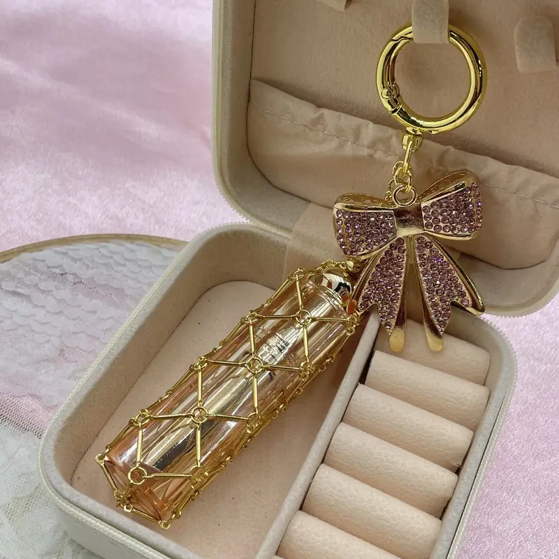 New Style Rhinestone Bow Multi-Color Metal Lipstick Net Bag Keychain Pendant Accessories Hanging Buckle - Image 7