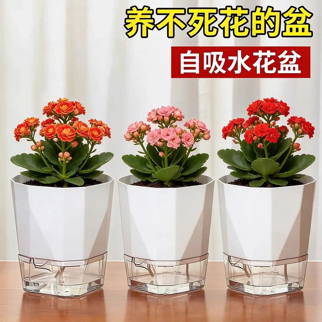 New Self-Watering Flower Pot, Self-Absorbing Water, Trendy Plastic Gallon Pot for Lazy Gardeners, Suitable for Green Plants, Roses, Orchids, and Succulents on the Balcony