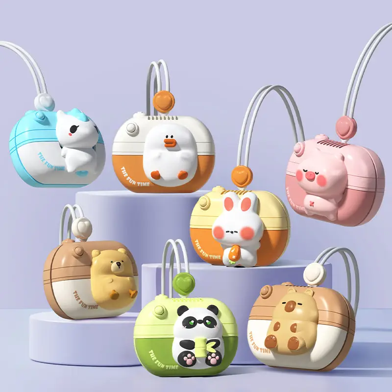 2026 New Cartoon Bladeless Neck-Hanging Fan, Long-Lasting Battery, Portable USB Charging, Child-Safe Neck-Hanging Fan