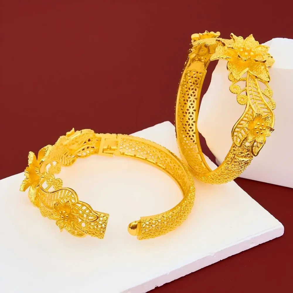 Retro Palace-Style Hollow Bracelets, Carved Bracelets, Cross-Border Foreign Trade Bridal Wedding Bracelets, Gold-Plated Bracelets Wholesale