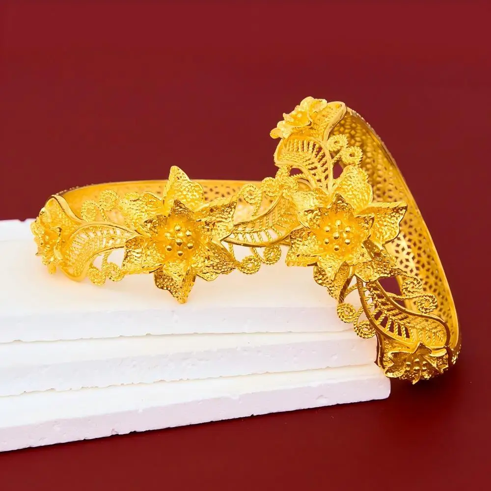 Retro Palace-Style Hollow Bracelets, Carved Bracelets, Cross-Border Foreign Trade Bridal Wedding Bracelets, Gold-Plated Bracelets Wholesale — feature 4
