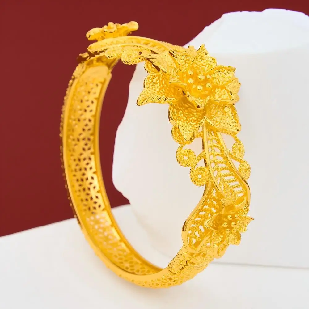 Retro Palace-Style Hollow Bracelets, Carved Bracelets, Cross-Border Foreign Trade Bridal Wedding Bracelets, Gold-Plated Bracelets Wholesale — feature 5
