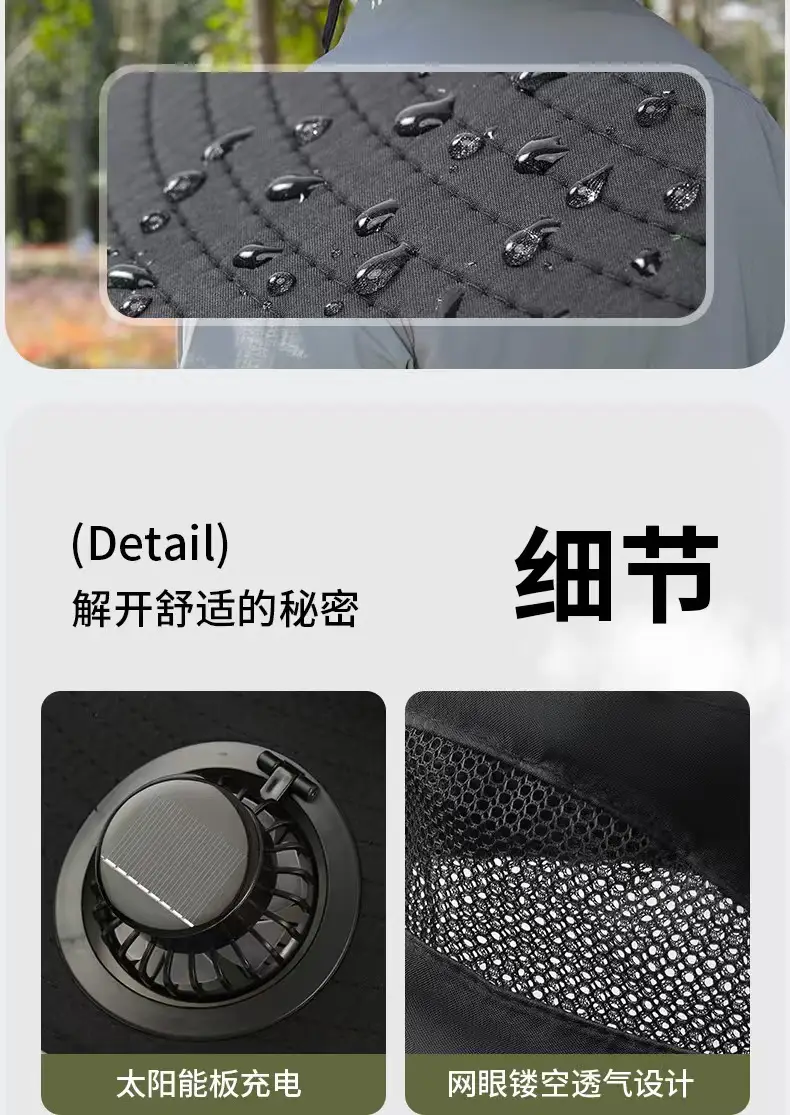 Foreign Trade Hot-Selling Solar Fan Hat, Rechargeable Dual Fan Men's Fishing Fisherman Hat, Outdoor Sun Hat — feature 12