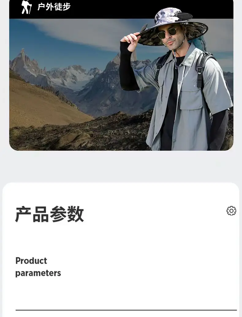 Foreign Trade Hot-Selling Solar Fan Hat, Rechargeable Dual Fan Men's Fishing Fisherman Hat, Outdoor Sun Hat — feature 16