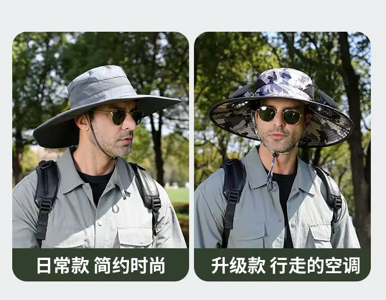 Foreign Trade Hot-Selling Solar Fan Hat, Rechargeable Dual Fan Men's Fishing Fisherman Hat, Outdoor Sun Hat — feature 18