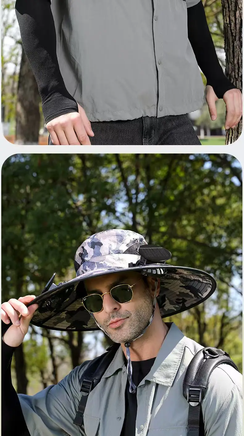 Foreign Trade Hot-Selling Solar Fan Hat, Rechargeable Dual Fan Men's Fishing Fisherman Hat, Outdoor Sun Hat — feature 20