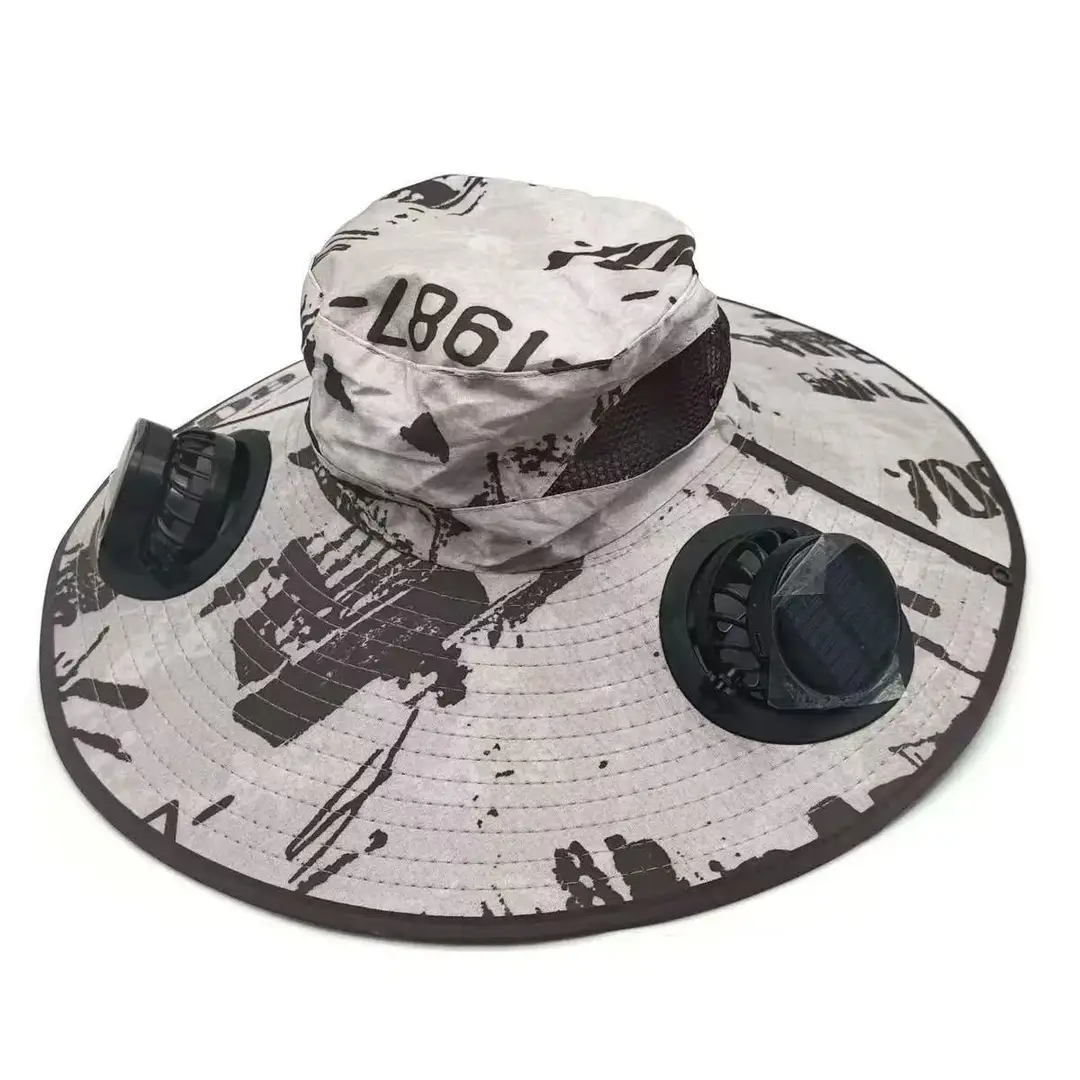 Foreign Trade Hot-Selling Solar Fan Hat, Rechargeable Dual Fan Men's Fishing Fisherman Hat, Outdoor Sun Hat
